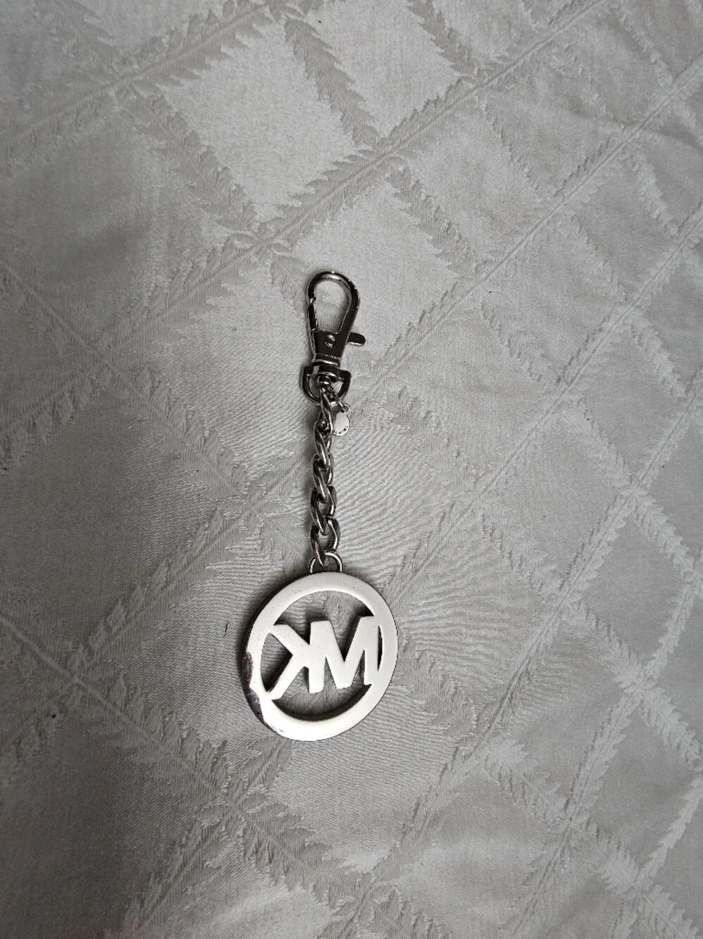 Michael Kors Silver-Tone MK Round Logo Keychain